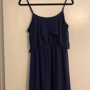 Navy blue chiffon maxi dress